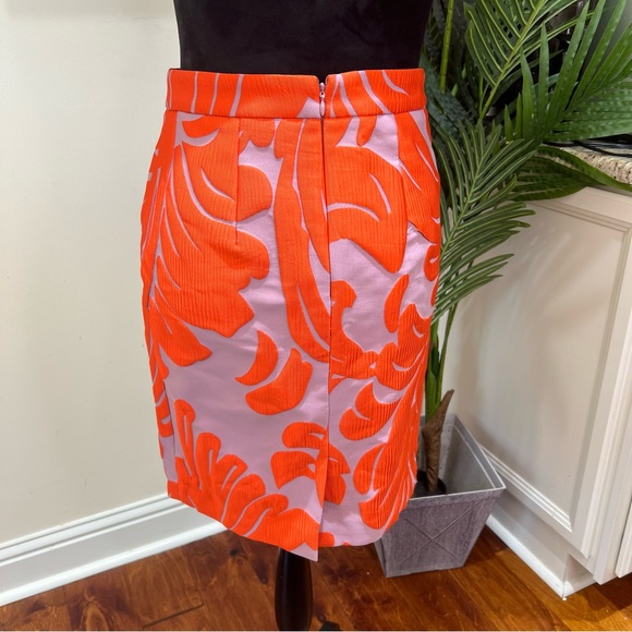 Ann Taylor Curvy Fan Leaf Orange Mauve Skirt 0P - Picture 8 of 10